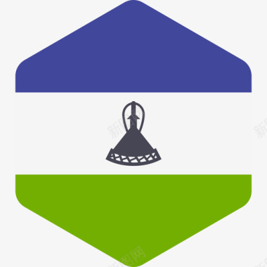 莱索托国际旗帜2六边形图标图标