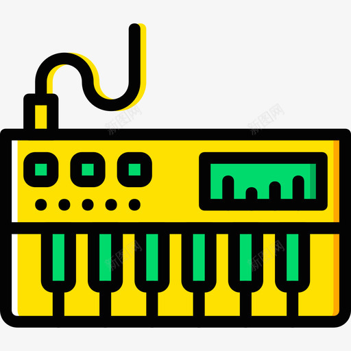 钢琴音乐9黄色图标svg_新图网 https://ixintu.com 钢琴 音乐9 黄色