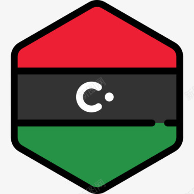 利比亚国旗收藏5六边形图标图标