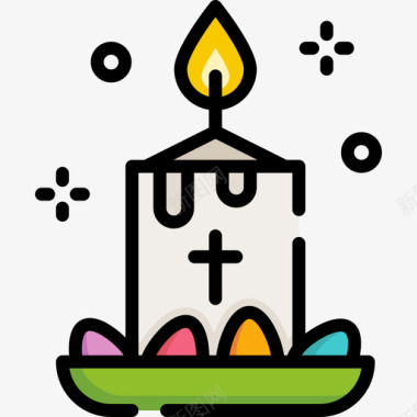 蜡烛复活节8线型颜色图标图标
