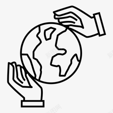 地球全球双手图标图标