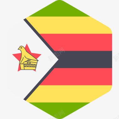津巴布韦国际国旗2六边形图标图标