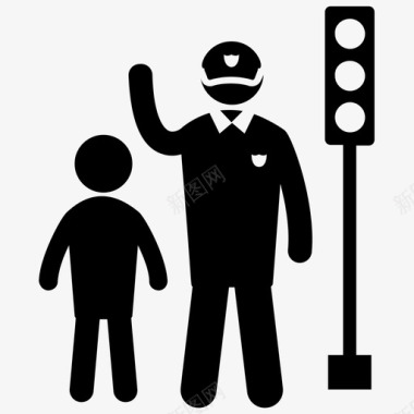 交警人行横道路灯图标图标