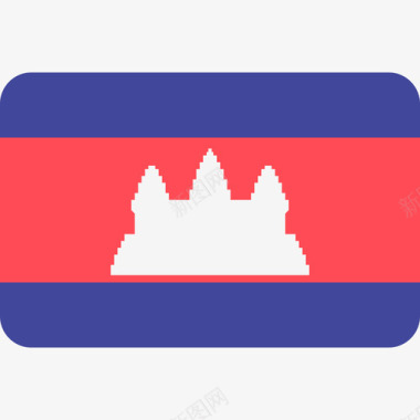 柬埔寨6面圆形矩形旗图标图标