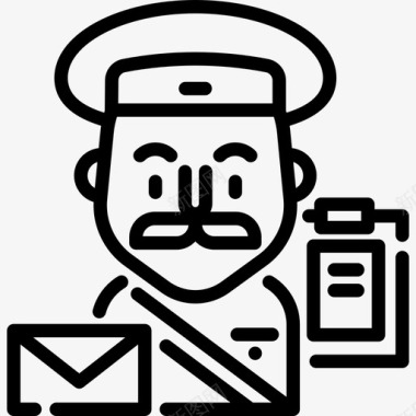 邮递员职业和工作直系图标图标