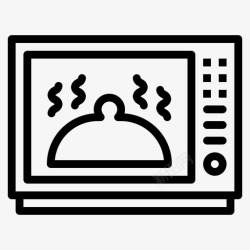 黑色厨房烤箱设备微波炉烹饪加热图标高清图片