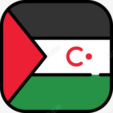 阿拉伯撒哈拉民主共和国旗帜收藏6圆形广场图标图标