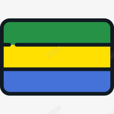 加蓬旗帜集合4圆角矩形图标图标