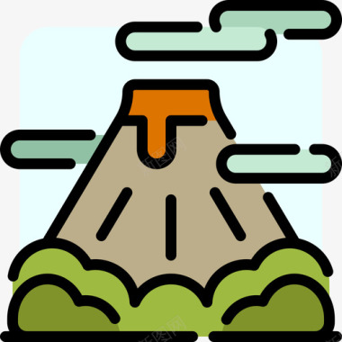 火山景观23线性颜色图标图标