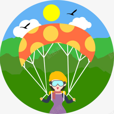 降落伞景观13平坦图标图标