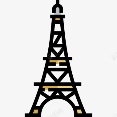 埃菲尔铁塔旅行13线性颜色图标图标