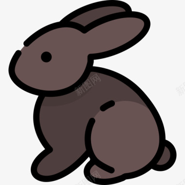 复活节兔子复活节14线性颜色图标图标