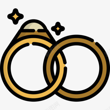 结婚戒指珠宝4线性颜色图标图标