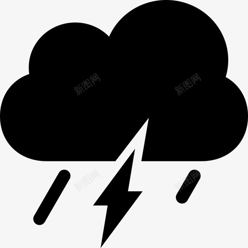 雷声和雨云风暴图标svg_新图网 https://ixintu.com 云 气候 雷声和雨 风暴