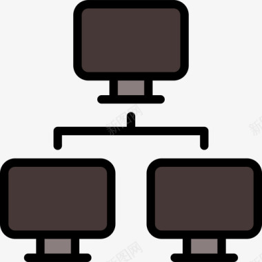 计算机显示器通信与媒体3线性彩色图标图标