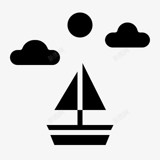 船帆船海图标svg_新图网 https://ixintu.com 帆船 旅行固体装置 海 船