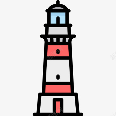 新西兰人灯塔3线性颜色图标图标