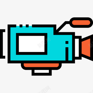 录像机通信和媒体6线性彩色图标图标
