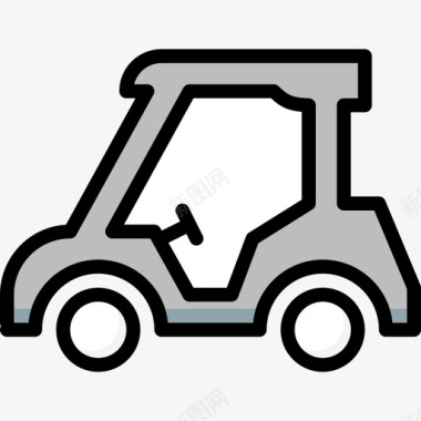 高尔夫球车运输19线性颜色图标图标