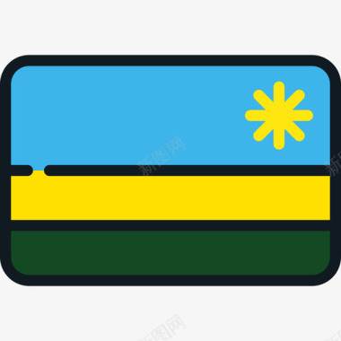 卢旺达国旗收藏4圆形矩形图标图标