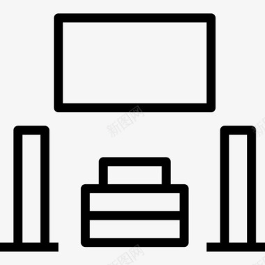 家庭影院家具5线性图标图标
