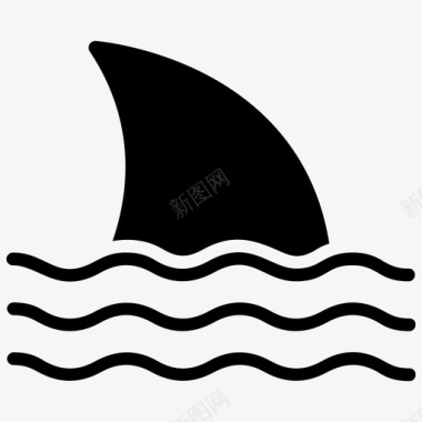 鲨鱼背鳍鱼图标图标