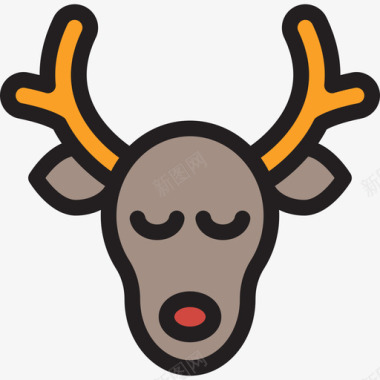 鹿圣诞36线形颜色图标图标