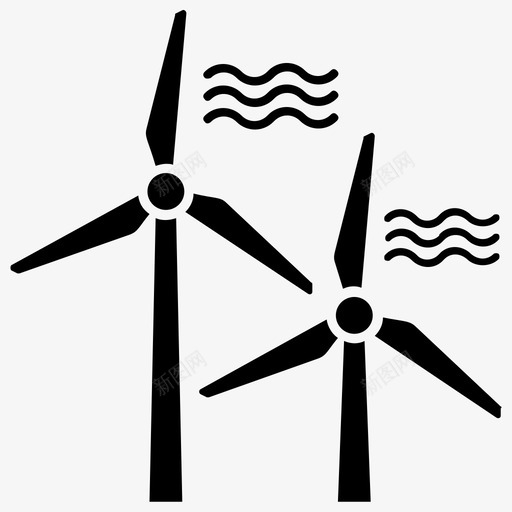 风车旋风风能图标svg_新图网 https://ixintu.com 全球变暖雕文图标 旋风 风力发电机 风力涡轮机 风能 风车