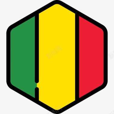 马里国旗收藏5六边形图标图标