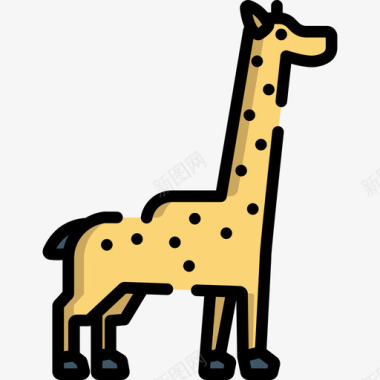 长颈鹿动物29线性颜色图标图标