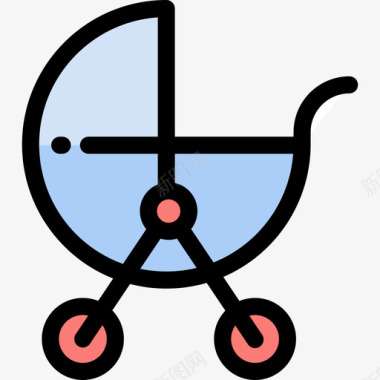 婴儿车17岁婴儿线性颜色图标图标