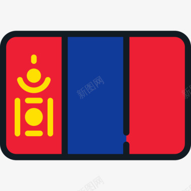 蒙古旗集合4圆形矩形图标图标