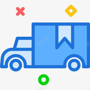 送货车运输20线性颜色图标图标