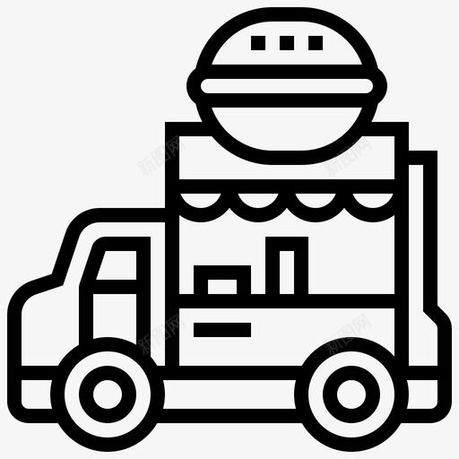 食品车设施汉堡包图标svg_新图网 https://ixintu.com 汉堡包 街头食品和食品运输线 设施 销售 食品车