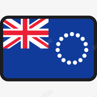 库克群岛旗帜系列4圆角矩形图标图标
