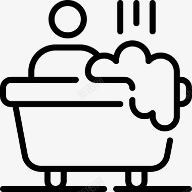 浴缸日常用品动作线性图标图标