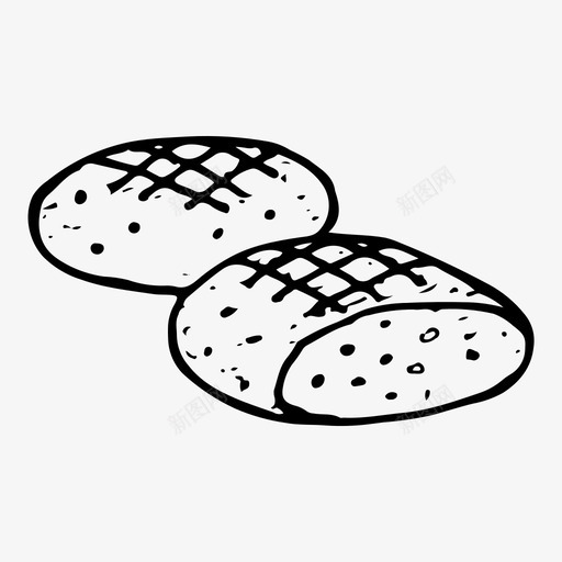 面包涂鸦食物图标svg_新图网 https://ixintu.com 手绘 涂鸦 素描 面包 食物