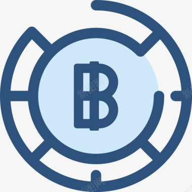 泰铢货币元素2蓝色图标图标
