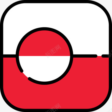 格陵兰岛旗帜收集6圆形广场图标图标