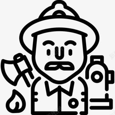 消防员职业和工作直系图标图标