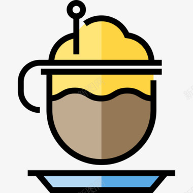 卡布奇诺咖啡店元素2线性颜色图标图标