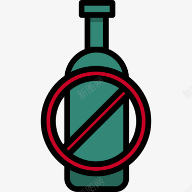 不喝酒健身7直线颜色图标图标