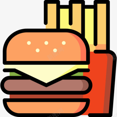快餐10号餐厅线性颜色图标图标