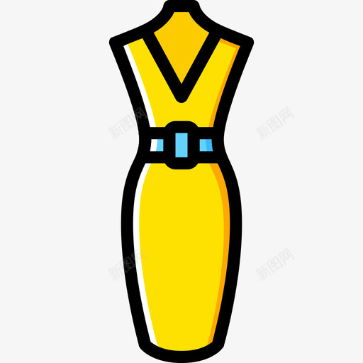 连衣裙女装3黄色图标svg_新图网 https://ixintu.com 女装3 连衣裙 黄色
