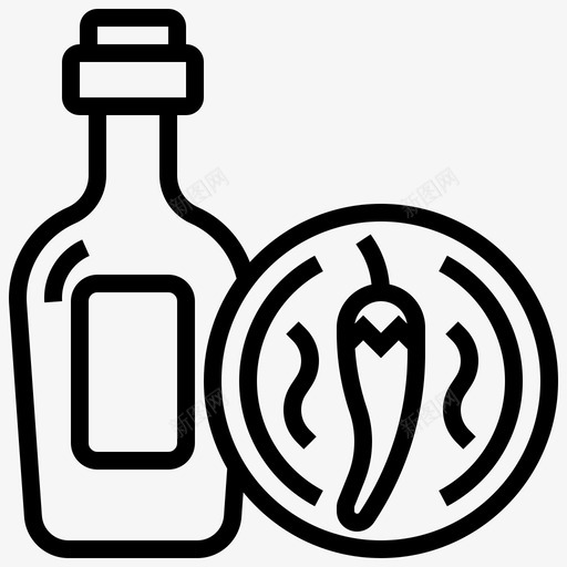 辣椒酱瓶子食物图标svg_新图网 https://ixintu.com 墨西哥 墨西哥符号线 瓶子 辣椒酱 食物
