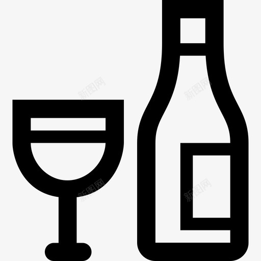 酒与杯酒瓶图标svg_新图网 https://ixintu.com 厚轮廓 瓶 酒 酒与杯 饮
