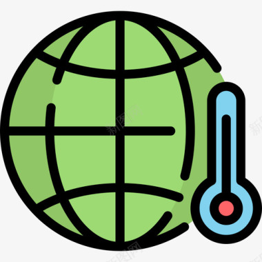 全球变暖生态学7线性颜色图标图标