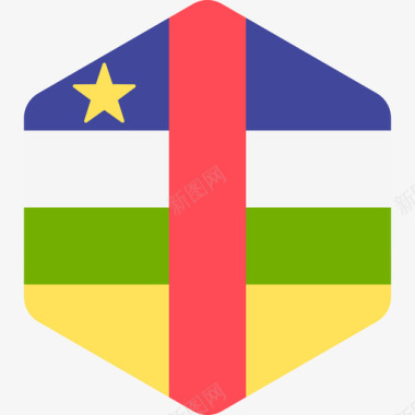 中非共和国国际旗帜2六边形图标图标