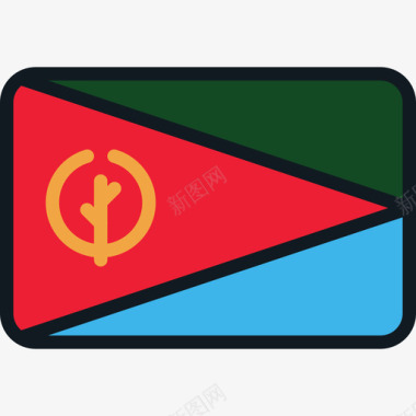 厄立特里亚旗帜集合4圆角矩形图标图标