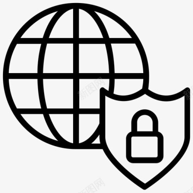 全球保护网络安全在线安全图标图标
